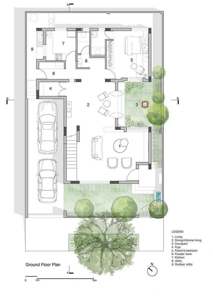Architectural blueprint of a two-story home